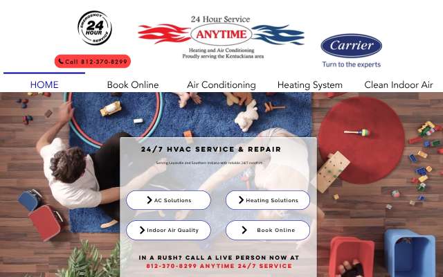 Anytime Heating and Air Conditioning's page as the assistant saw it