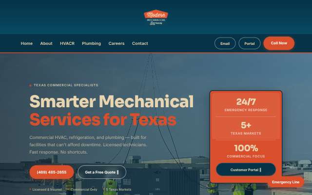 Modern Mechanical Services's page as the assistant saw it