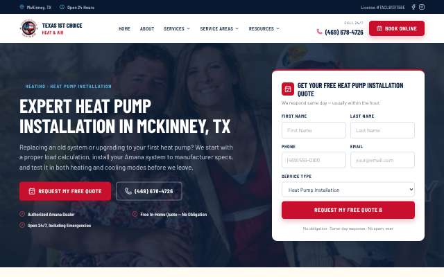 1st Choice Heating & Air's page as the assistant saw it