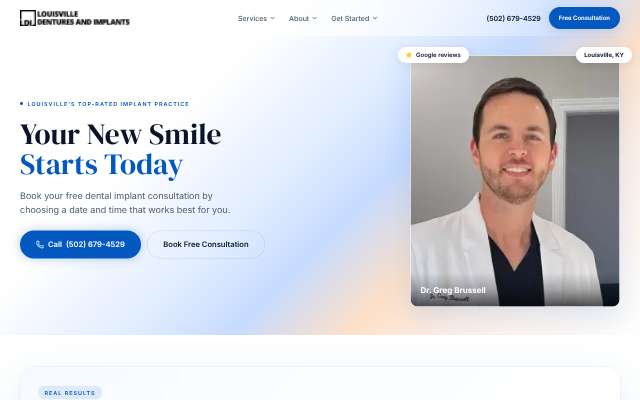 Louisville Dentures and Implants's page as the assistant saw it