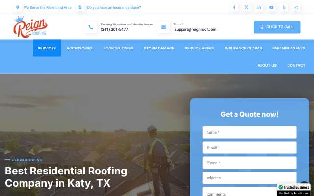 Page cited for Reign Roofing
