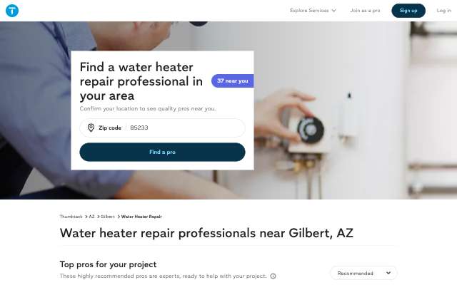 Gold Star Plumbing & Drain's page as the assistant saw it