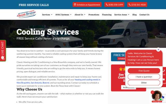Classic Services Air Conditioning & Heating's page as the assistant saw it