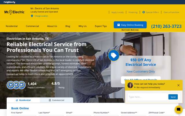 Mr. Electric of San Antonio's page as the assistant saw it