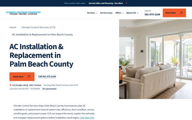 CCS (Climate Control Services)'s page as the assistant saw it