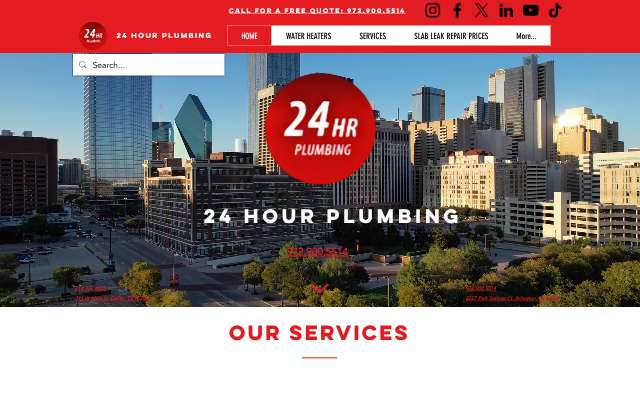 24 Hour Plumbing's page as the assistant saw it