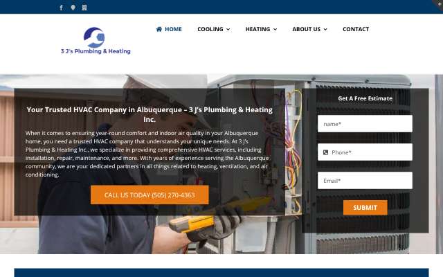 3 J's Plumbing & Heating's page as the assistant saw it