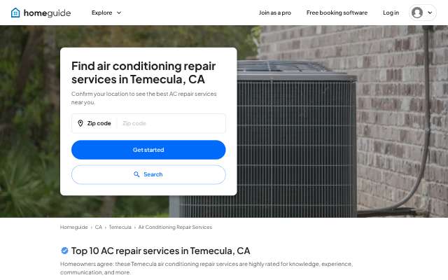 California Air Conditioning And Heating's page as the assistant saw it