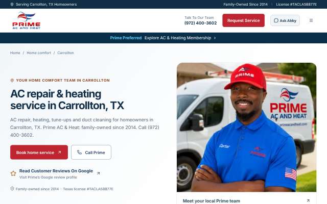 Prime AC & Heat's page as the assistant saw it