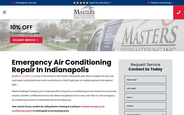 Masters Heating & Cooling's page as the assistant saw it