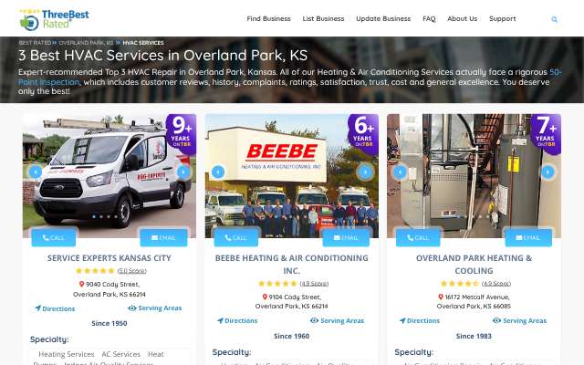 Service Experts Kansas City's page as the assistant saw it