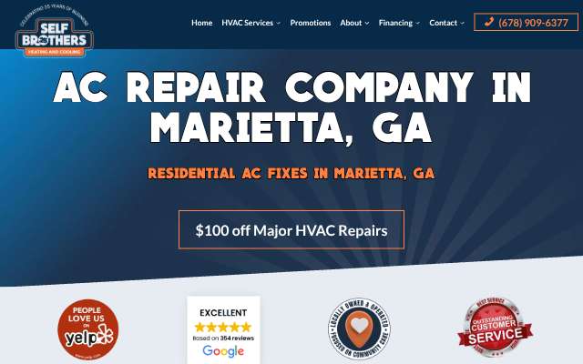 Self Brothers Heating & Cooling's page as the assistant saw it