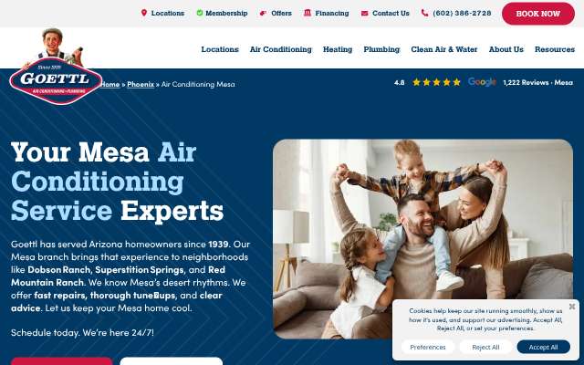 Goettl Air Conditioning and Plumbing's page as the assistant saw it