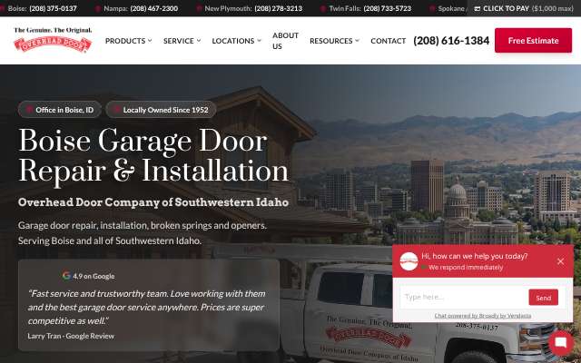 Page cited for Overhead Door Company of Southwestern Idaho