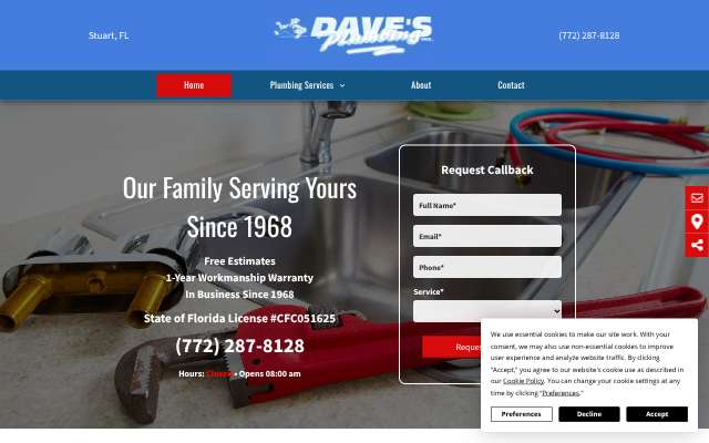 Dave's D&R Plumbing's page as the assistant saw it