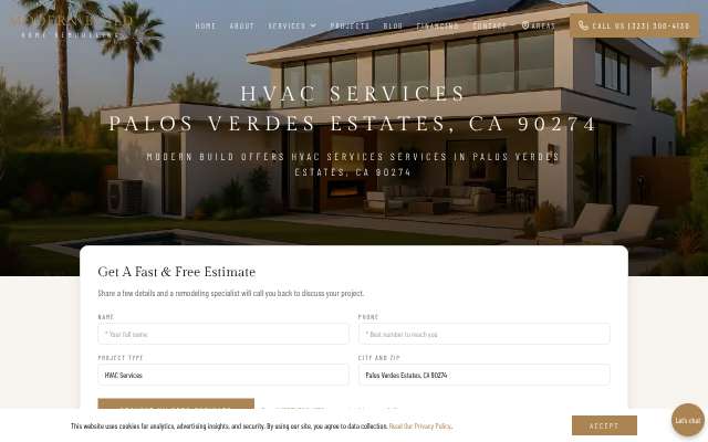 Modern Build & Remodel (90274 HVAC page)'s page as the assistant saw it
