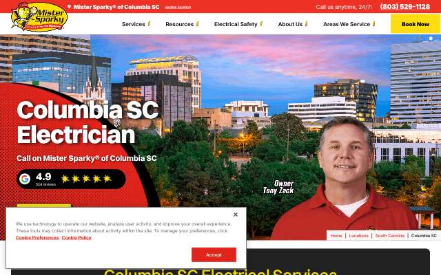 Page cited for Mister Sparky of Columbia
