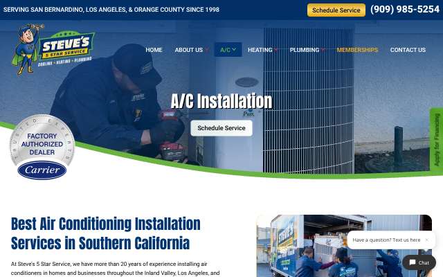 Steve's 5 Star Service's page as the assistant saw it