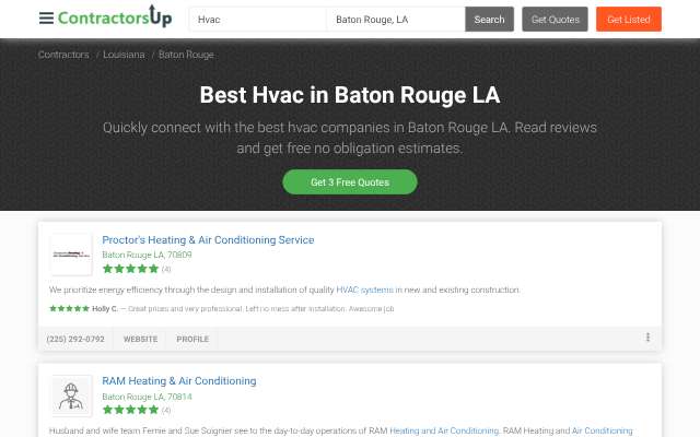 Pack HVAC Services's page as the assistant saw it