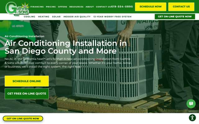 Guthrie & Sons Heating, Air & Solar's page as the assistant saw it