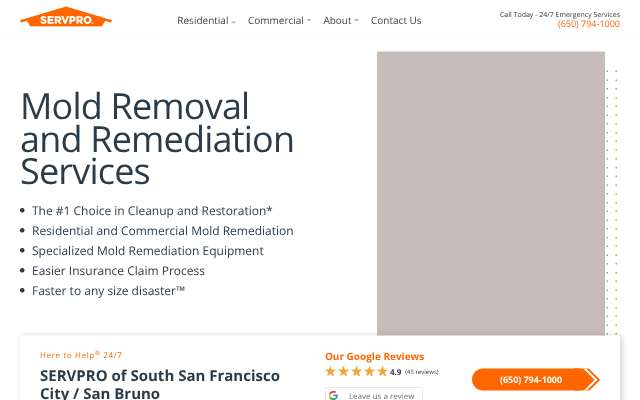 SERVPRO of South San Francisco City/San Bruno's page as the assistant saw it