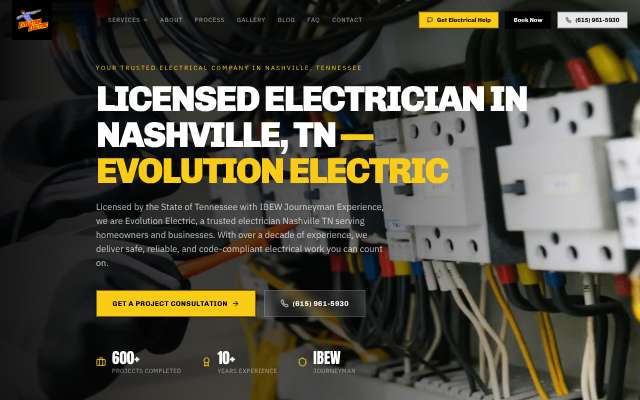 Evolution Electric's page as the assistant saw it
