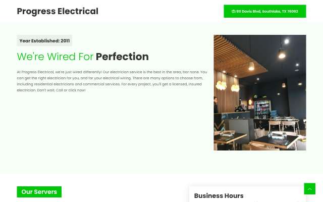Progress Electrical's page as the assistant saw it