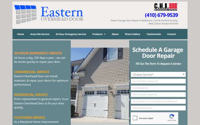 Eastern Overhead Door's page as the assistant saw it