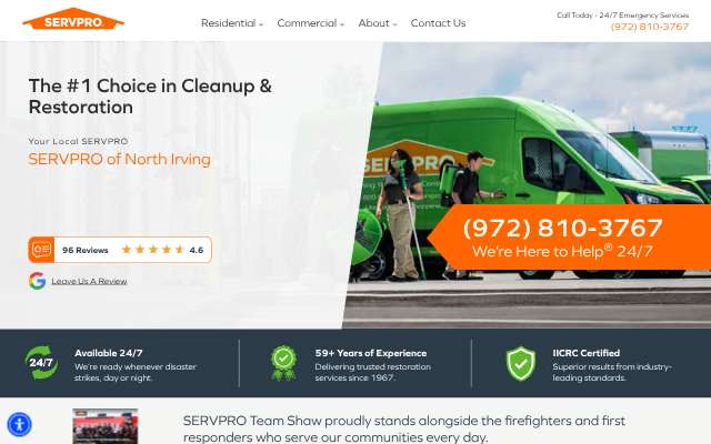 SERVPRO of North Irving's page as the assistant saw it