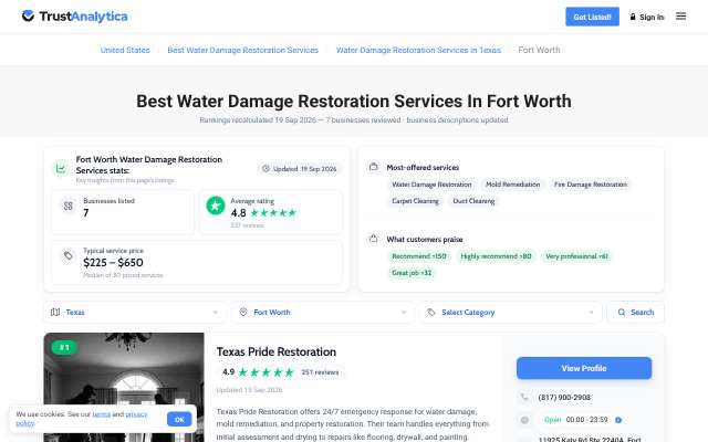 Texas Pride Restoration's page as the assistant saw it