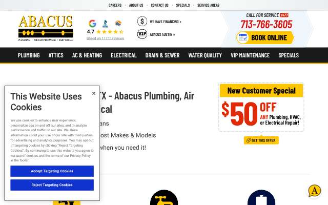 Abacus Plumbing, Air Conditioning & Electrical's page as the assistant saw it
