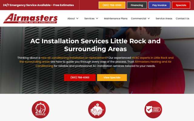 Airmasters Heating and Air Conditioning's page as the assistant saw it
