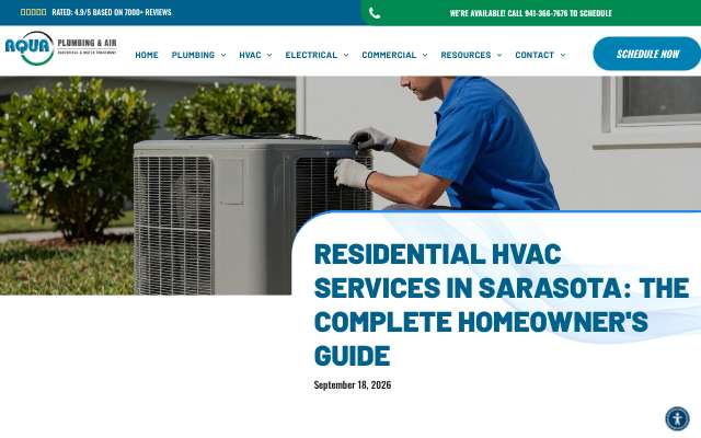 Aqua Plumbing & Air Sarasota's page as the assistant saw it