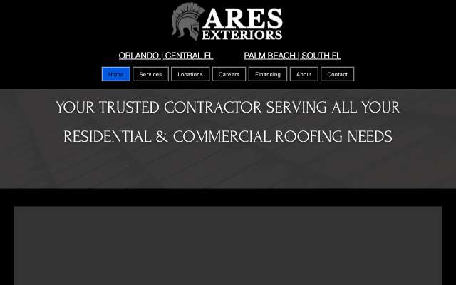 Ares Exteriors's page as the assistant saw it