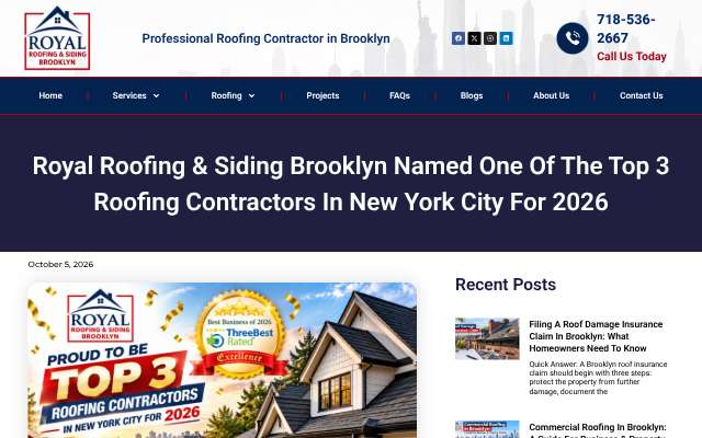 Page cited for Royal Roofing & Siding Brooklyn