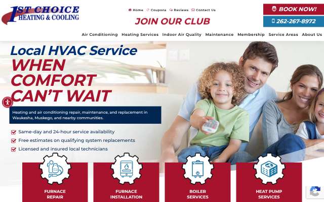 1st Choice Heating & Cooling's page as the assistant saw it