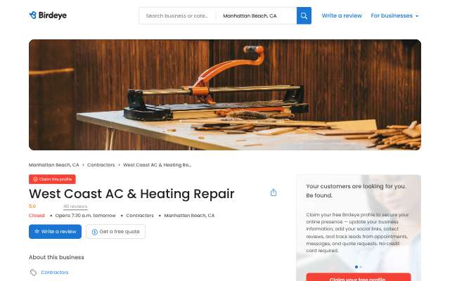 Page cited for West Coast AC & Heating Repair
