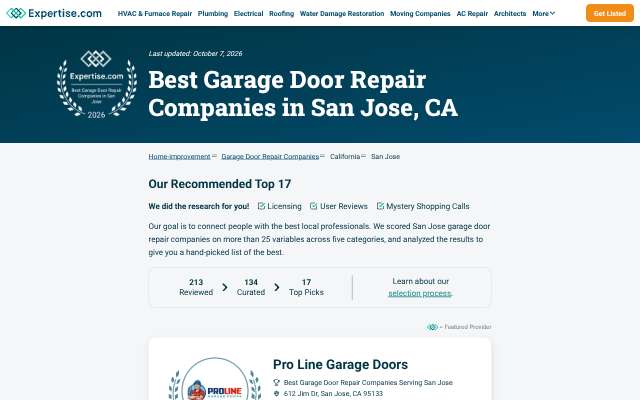 Page cited for Precision Garage Door of San Jose