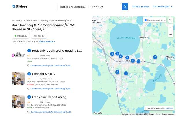 Frank's Air Conditioning's page as the assistant saw it