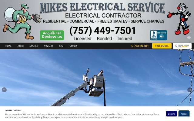 Mike's Electrical Service's page as the assistant saw it