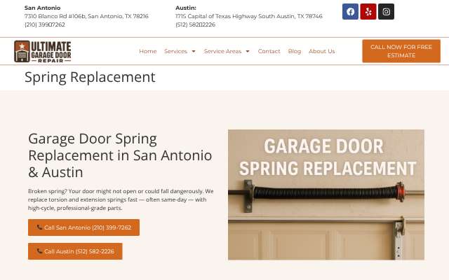 Ultimate Garage Door Repair TX's page as the assistant saw it