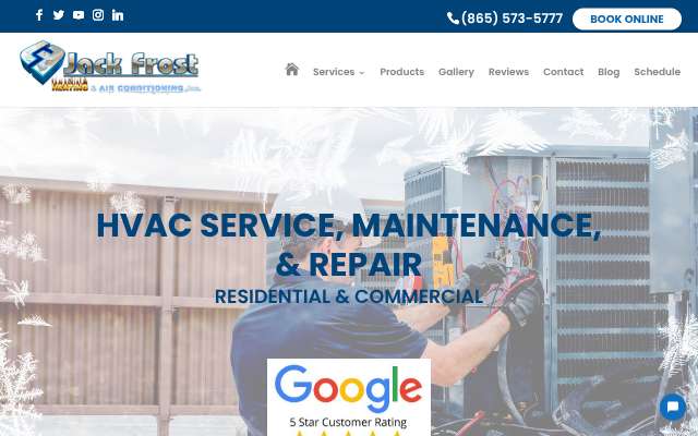 Jack Frost Heating and Air Conditioning's page as the assistant saw it