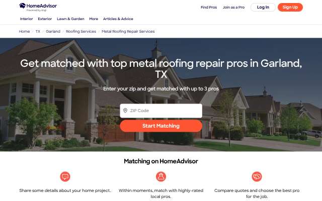 New View Roofing's page as the assistant saw it