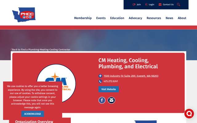CM Heating's page as the assistant saw it