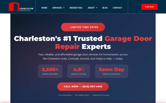 Charleston Garage Door Pro's page as the assistant saw it