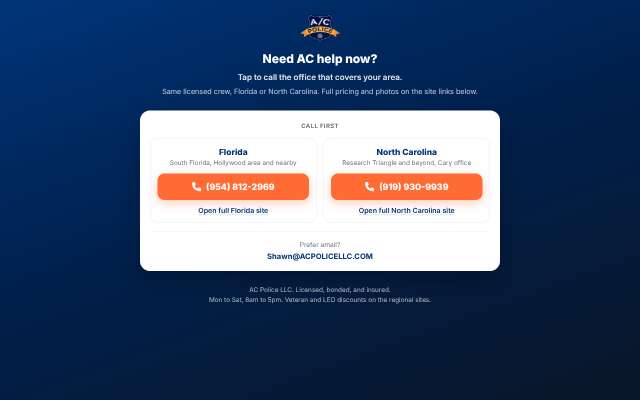 AC Police, LLC's page as the assistant saw it