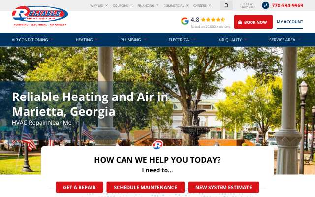 Reliable Heating & Air's page as the assistant saw it