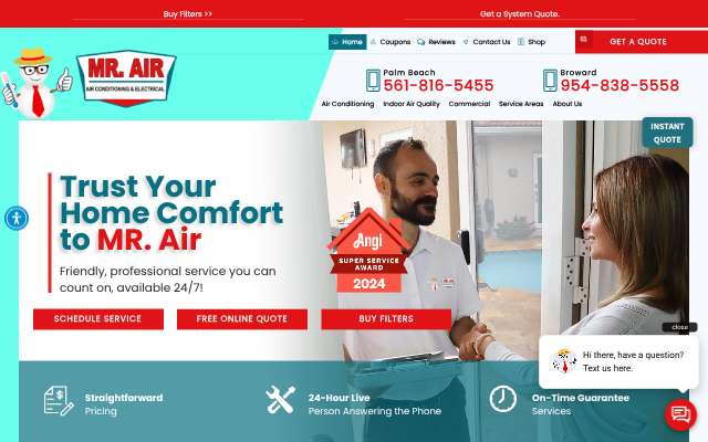 Mr. Air AC & Electrical's page as the assistant saw it