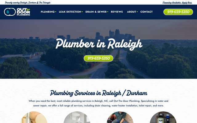 Out The Door Plumbing's page as the assistant saw it
