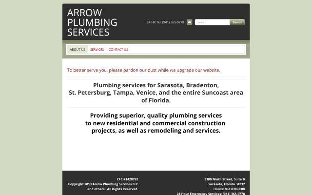 Arrow Plumbing Corporation's page as the assistant saw it